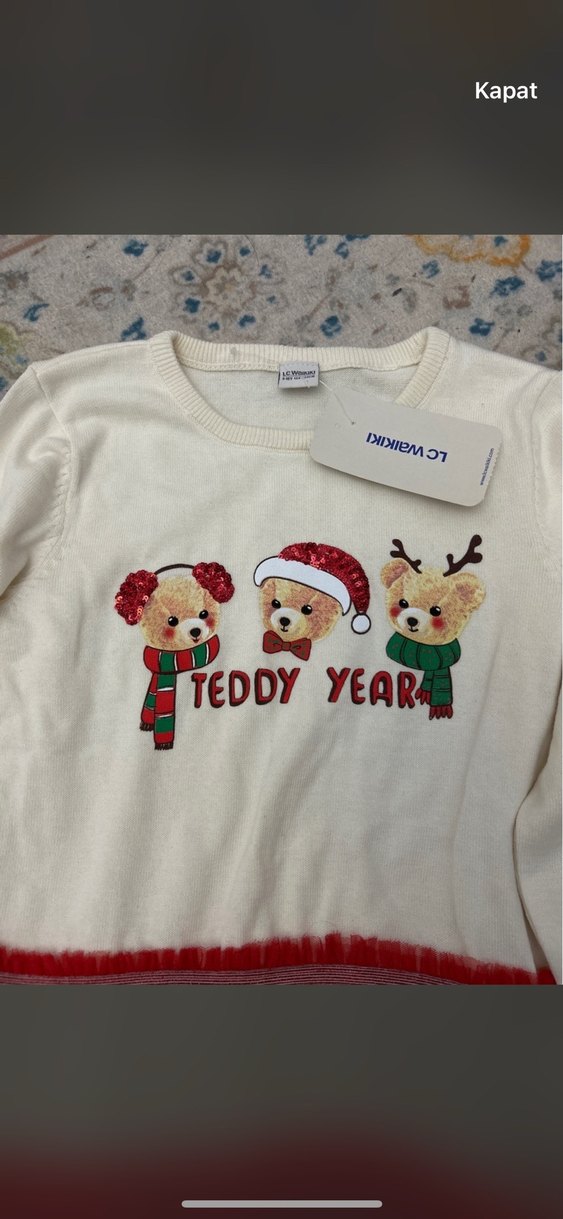 Kız Çocuk Kırmızı Nakışlı Uzun Kollu Elbise - Görsel 4