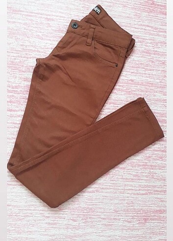 29 Beden kahverengi Renk Skinny Pantalon-Taba