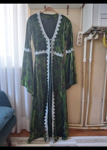 Uzun Yeşil Bohem Kadın Hint Elbisesi - Görsel 2