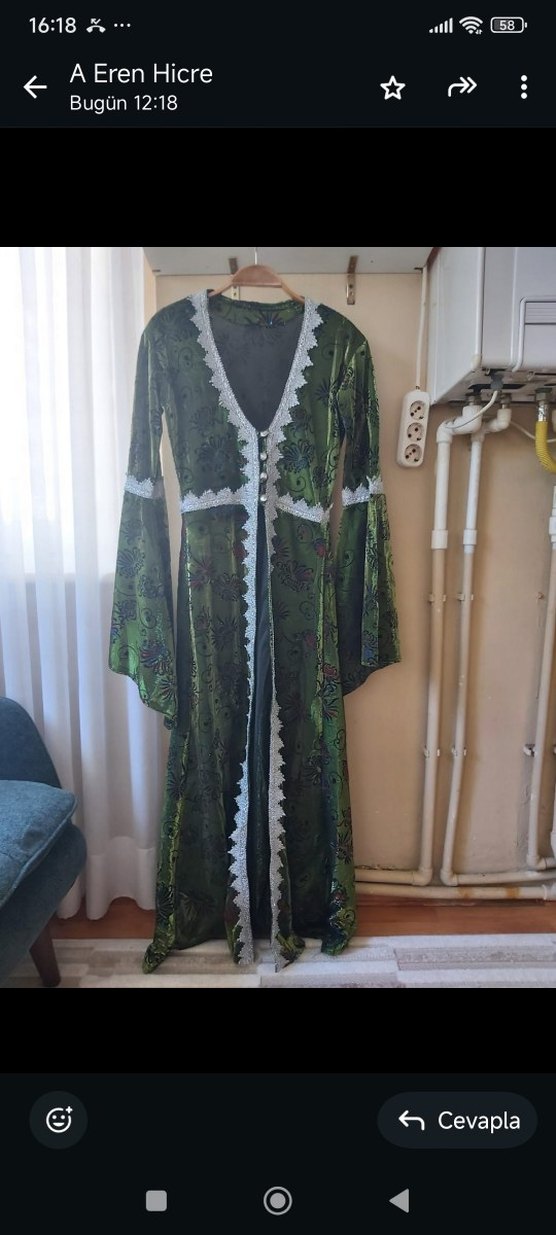 Uzun Yeşil Bohem Kadın Hint Elbisesi - Görsel 2