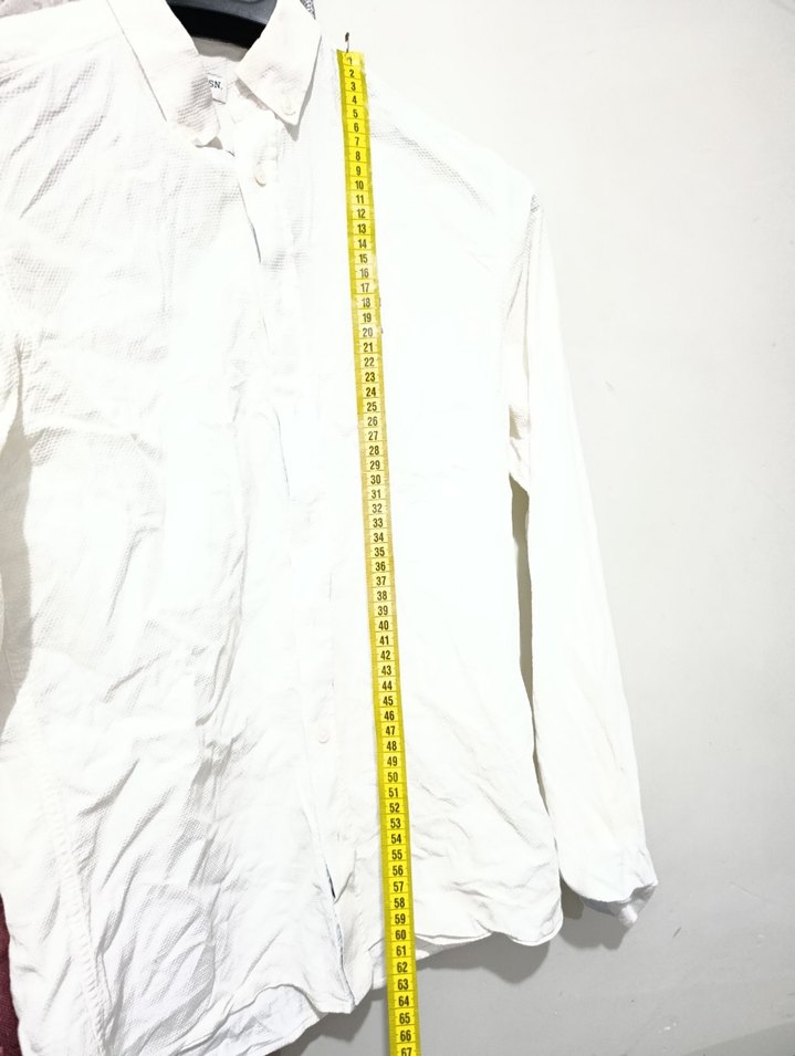Erkek Beyaz Keten Uzun Kollu Gömlek - Görsel 3