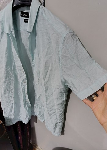 Gri Pastel Kısa Kollu Erkek Gömlek - Görsel 4