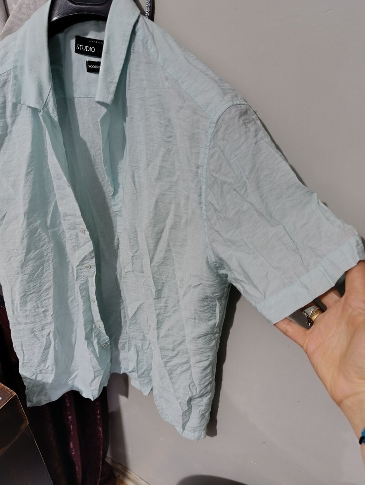 Gri Pastel Kısa Kollu Erkek Gömlek - Görsel 4