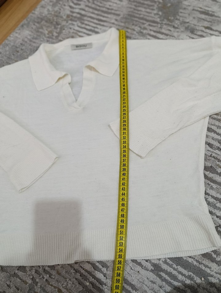 Beyaz Pamuklu  Polo kazak - Görsel 2