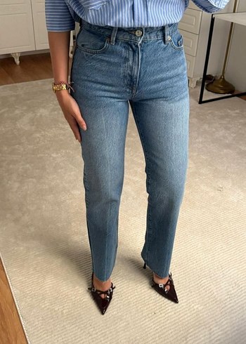 Zara Zara mavi Normal Boy Regular Fit Kadın Denim Pantolon