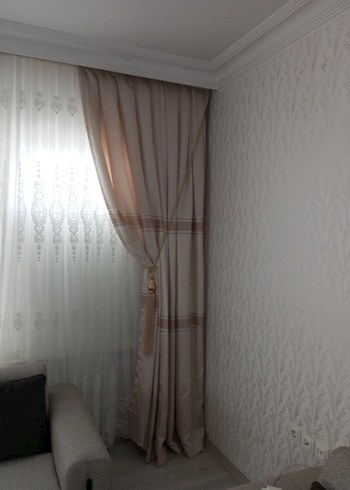 Taç krem fon perde