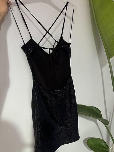 Bershka BERSHKA SİYAH PARILTILI ELBİSE