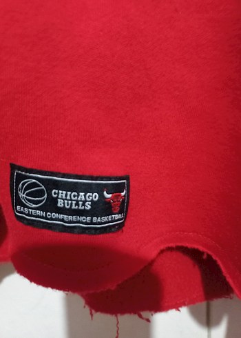 Diğer Kırmızı BULLS Baskılı Crop Sweatshirt