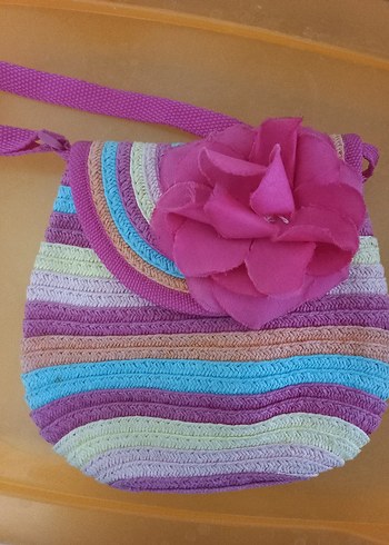 Renkli Örgü Çiçekli Bohem Kız Çantası - Görsel 2