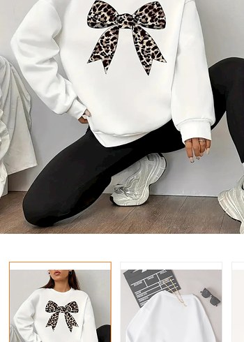 Kadın Beyaz Fiyonklu Sweatshirt