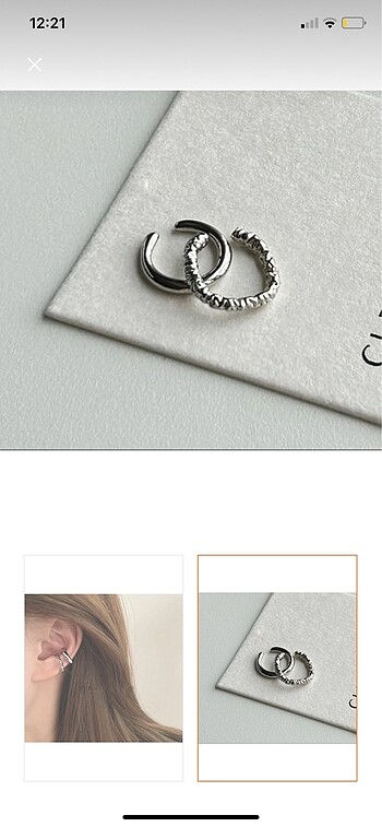Diğer Kadın gümüş Earcuff kıkırdak küpe 2li
