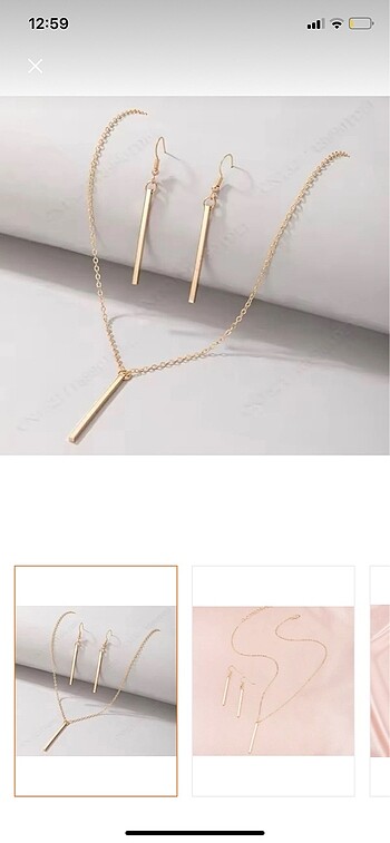 Kadın Gold takı seti kolye küpe