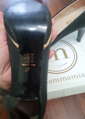 Parlak Siyah Taşlı Yüksek Topuklu Kadın Ayakkabı - Görsel 5