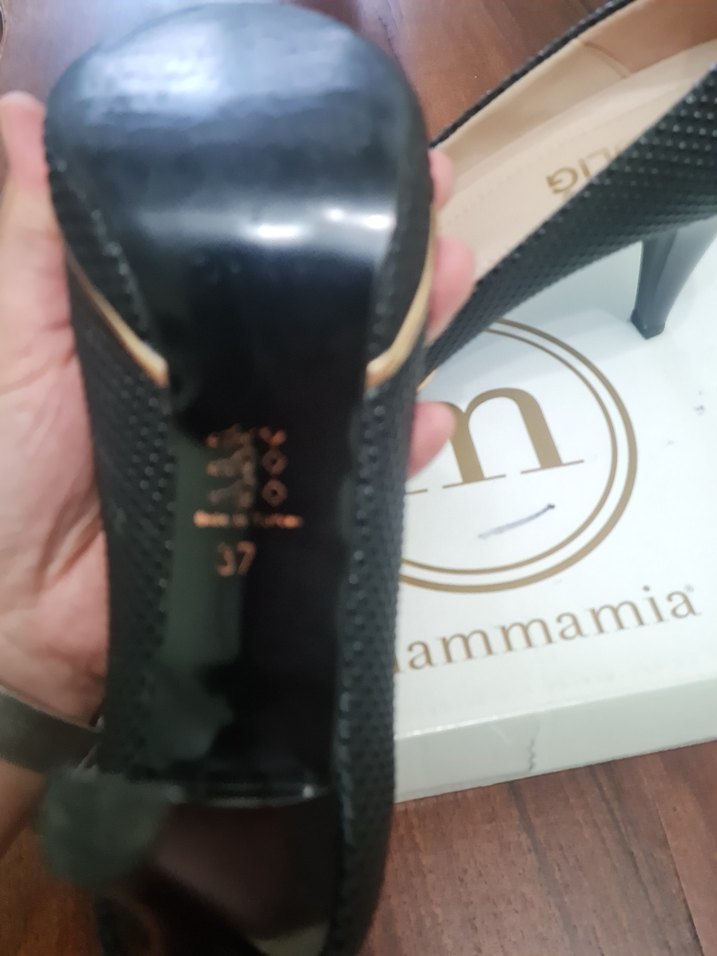 Parlak Siyah Taşlı Yüksek Topuklu Kadın Ayakkabı - Görsel 5