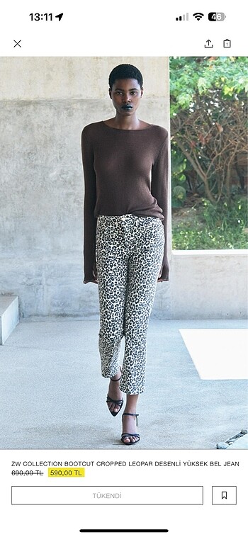 42 Beden haki Renk Zara leopar desenli pantolon