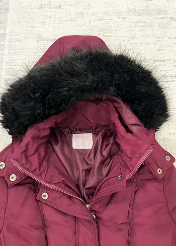 Bordo Kürklü Kadın Kış Montu - Görsel 2