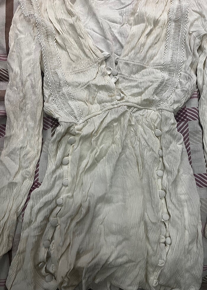 Beyaz bikini üstü elbise / pareo - Görsel 2