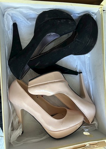 36 Beden Bej Tokalı Stiletto Topuklu Kadın Ayakkabı