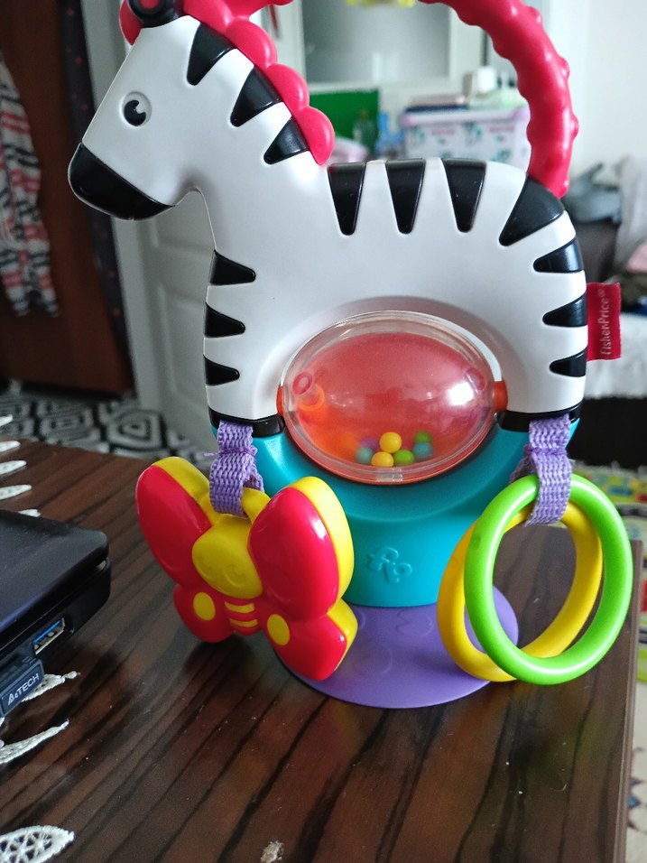 Renkli Zebra fisher price mama sandalyesi oyuncağı - Görsel 4