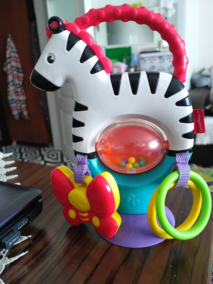 Renkli Zebra fisher price mama sandalyesi oyuncağı - Görsel 3