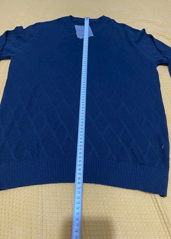 Fabrika marka sıfır etiketli M beden Mavi Örgü Triko Kazak - Görsel 4