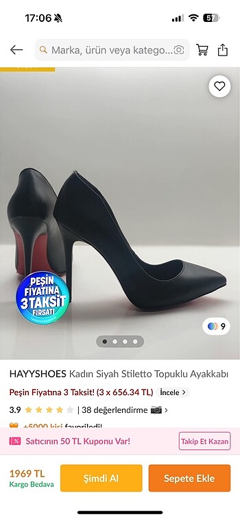 Kadın Siyah Stiletto Topuklu Ayakkabı