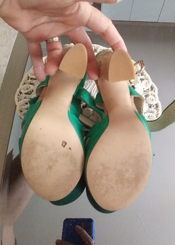 Yeşil Süet Platform Topuklu Kadın Ayakkabı - Görsel 4