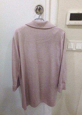 Pembe Uzun Örgü Kadın Hırka - Görsel 2