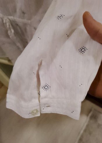 Kadın Beyaz Keten Düğmeli Gömlek - Görsel 3