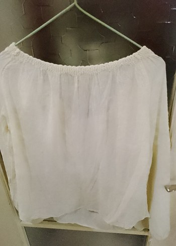 Şile bezi Beyaz Bohem Uzun Kollu Bluz - Görsel 4