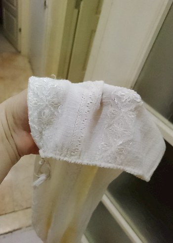 Şile bezi Beyaz Bohem Uzun Kollu Bluz - Görsel 3