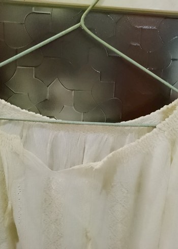 Şile bezi Beyaz Bohem Uzun Kollu Bluz - Görsel 2