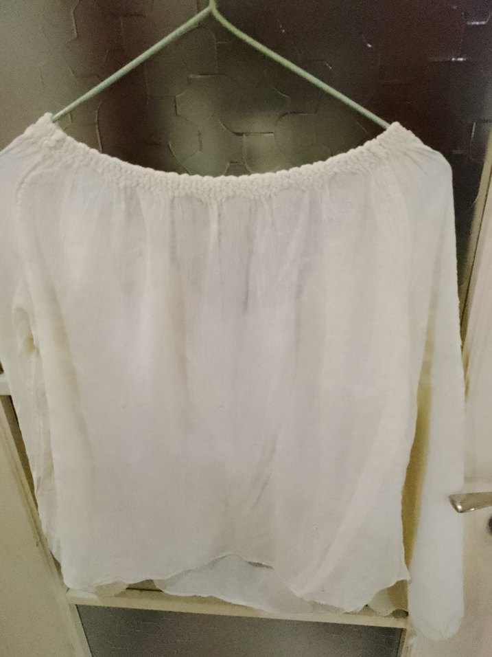 Şile bezi Beyaz Bohem Uzun Kollu Bluz - Görsel 4