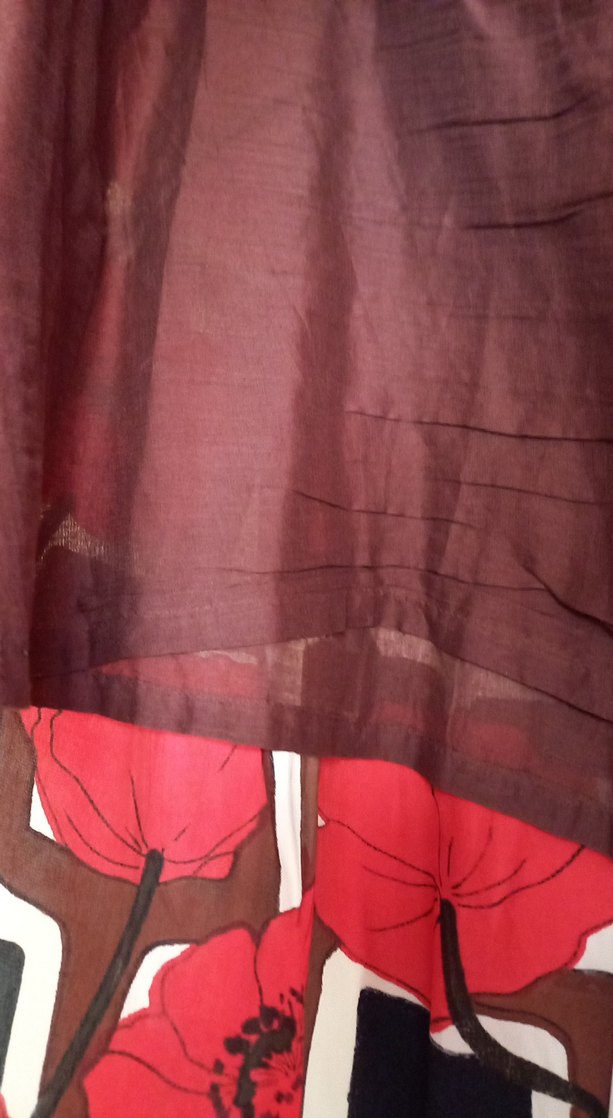 Kırmızı Desenli Pilili Midi  Etek - Görsel 3