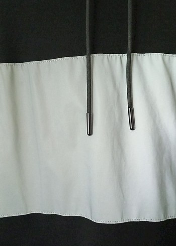 Erkek Siyah Gri Kapüşonlu Sweatshirt - Görsel 3