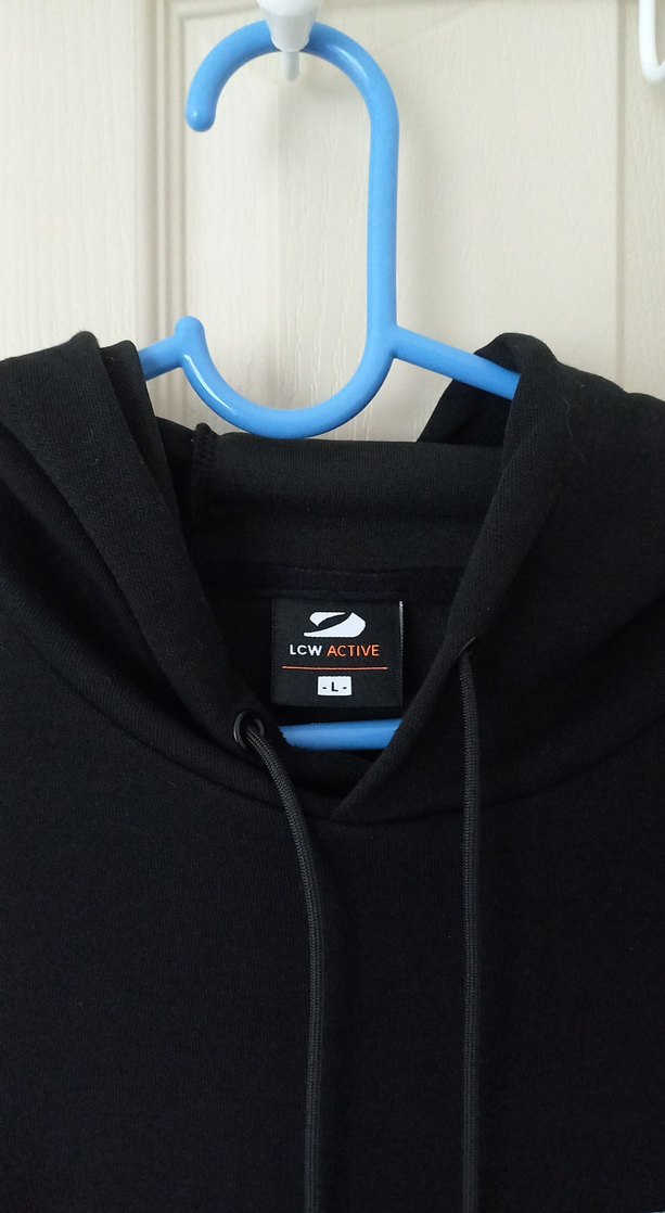 Erkek Siyah Gri Kapüşonlu Sweatshirt - Görsel 2