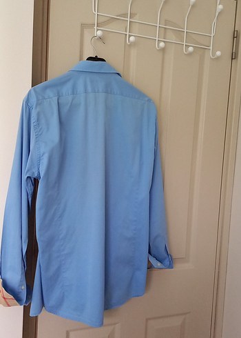 Mavi Pamuklu Uzun Kollu Erkek Gömlek - Görsel 3