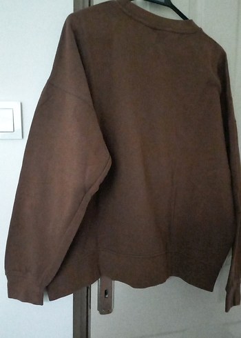 Kahverengi, Uzun Kollu, Salaş Kadın Sweatshirt - Görsel 3