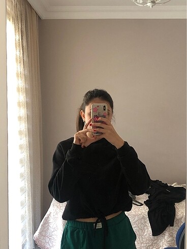 s Beden siyah Renk Bağcık detaylı sweatshirt