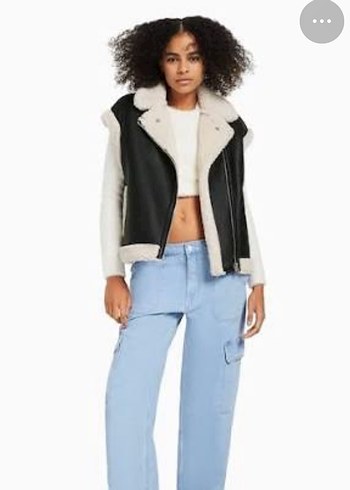 Bershka Kürklü Deri Kadın Yelek - Görsel 5