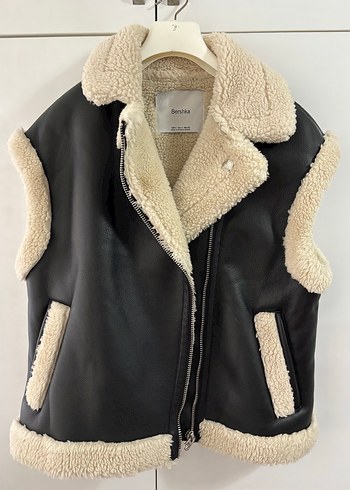 Bershka Kürklü Deri Kadın Yelek - Görsel 2