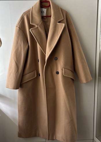 Oversize Camel Renkli Uzun zara Kadın Kaban - Görsel 2