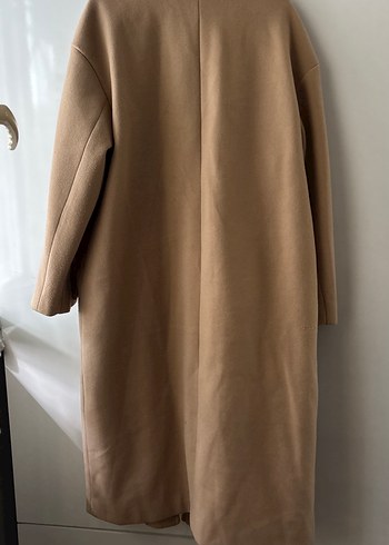 Oversize Camel Renkli Uzun zara Kadın Kaban - Görsel 4