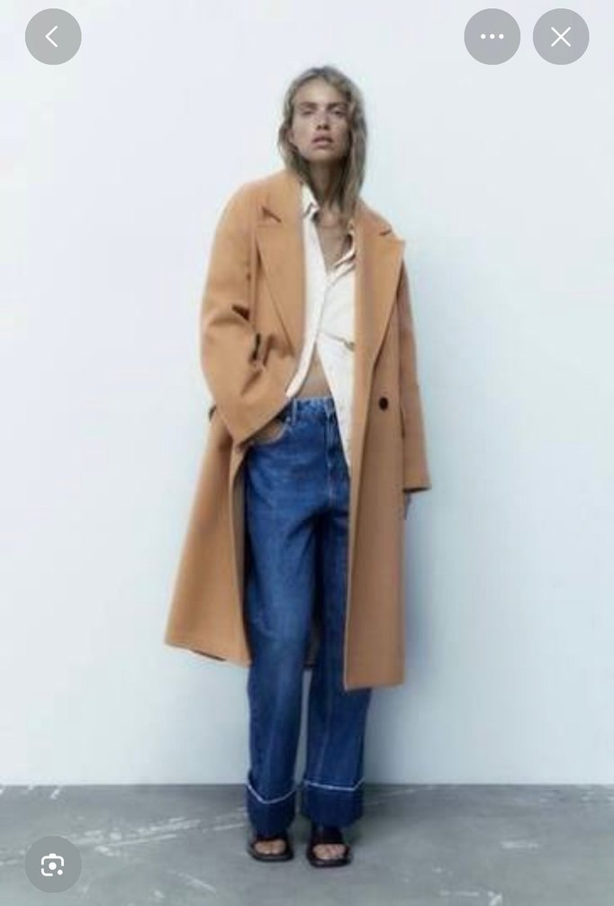 Oversize Camel Renkli Uzun zara Kadın Kaban - Görsel 5