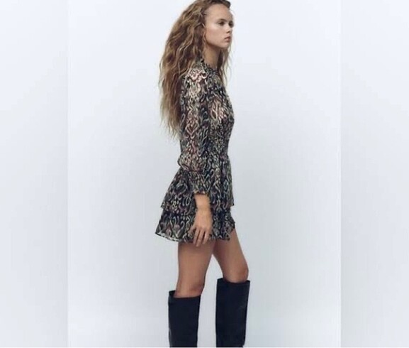 Zara Zara şifon fırfır etekli elbise