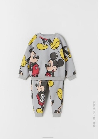 Zara Mickey Mouse unisex takım 4-5 yas 