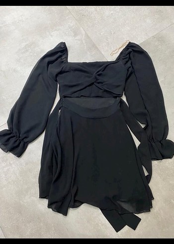 Siyah Drapeli Mini Straplez Elbise