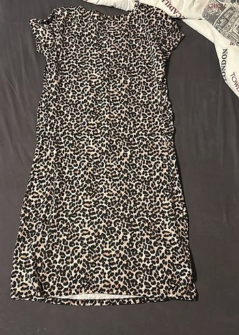 Only Kahverengi Leopar Desenli Kısa Kollu Mini Elbise