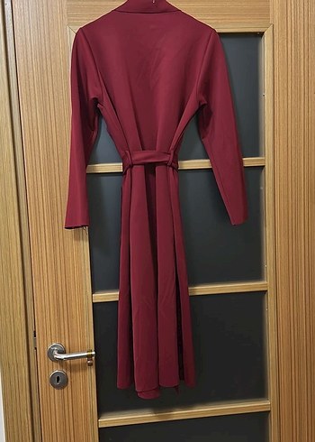 Bordo Uzun ceket - Görsel 6