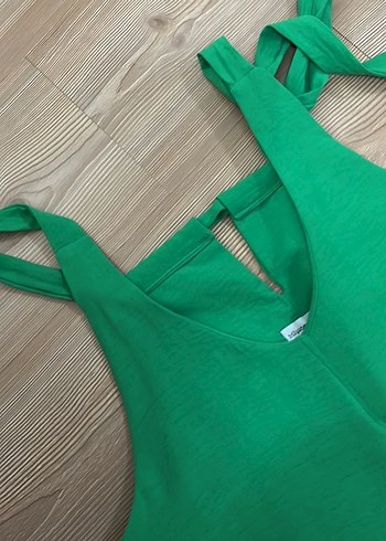 Yeşil Kolsuz Uzun Kadın Tulum - Görsel 3